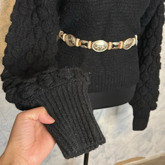 Harper Heritage Black Cable Knit Long Sleeve Sweater size S - Picture 2 of 6